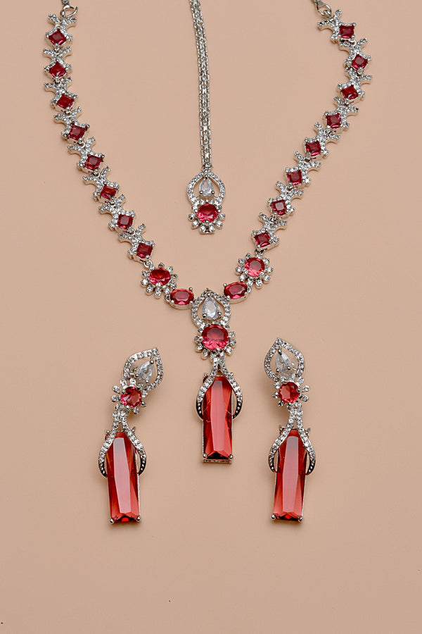 Anzay Jewellery - Party Wear Red Party Set