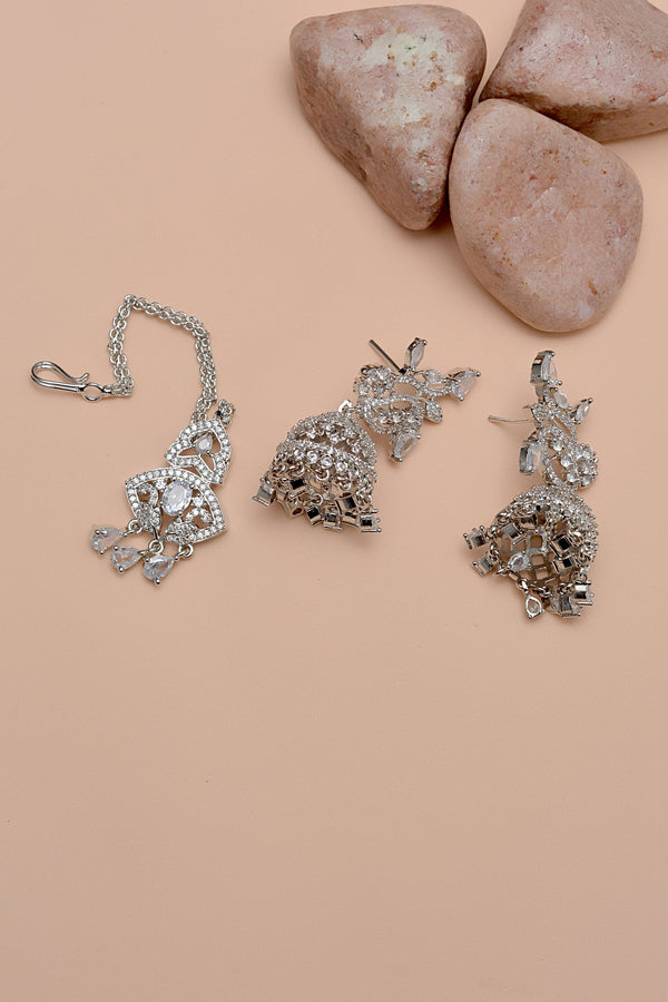 Anzay Jewellery - Party Wear Silver Earrings