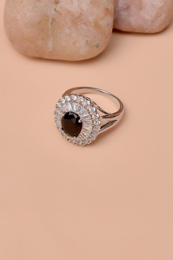 Anzay Jewellery - Size 8 Party Wear Black Ring