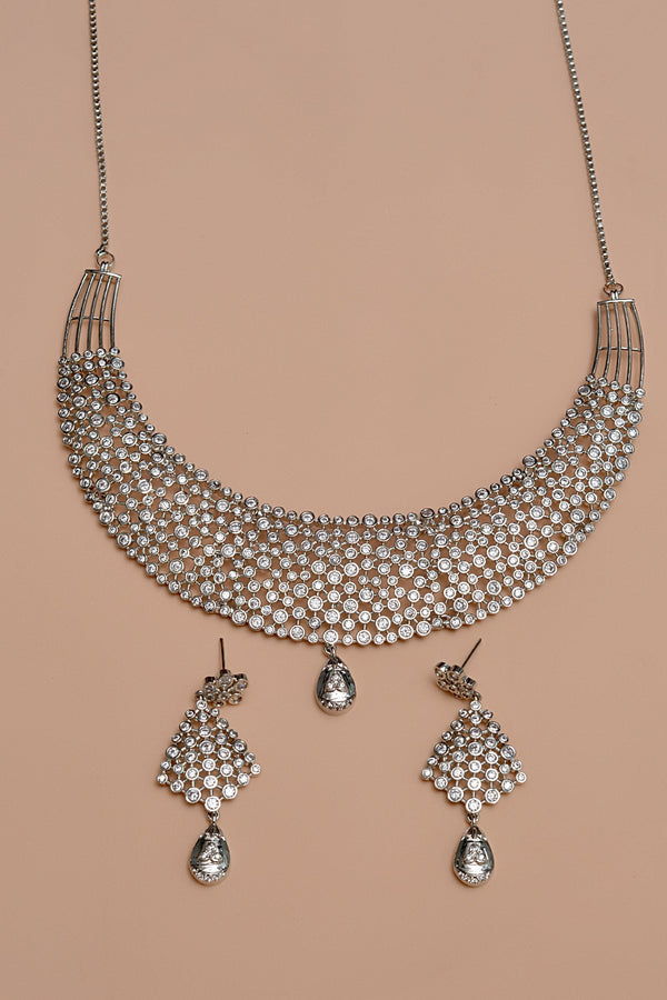 Anzay Jewellery - Party Wear Silver Party Set