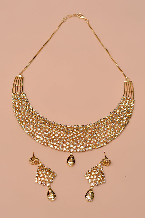 Anzay Jewellery - Party Wear Golden Party Set