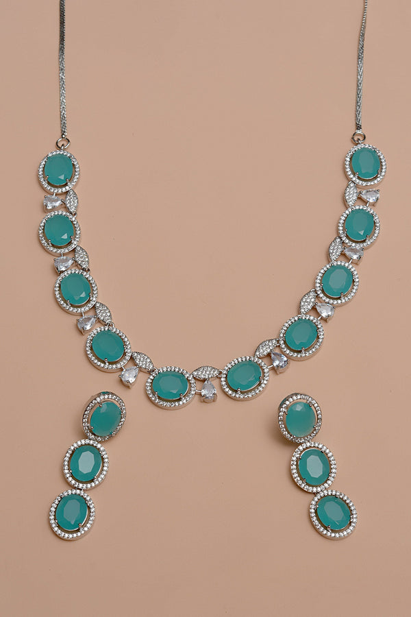 Anzay Jewellery - Party Wear Green Party Set