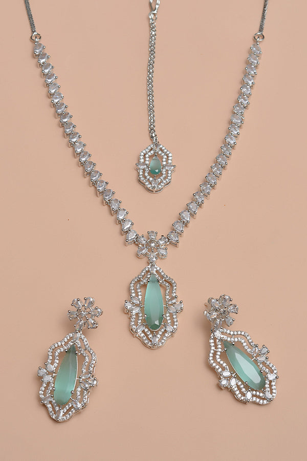 Anzay Jewellery - Party Wear Green Party Set