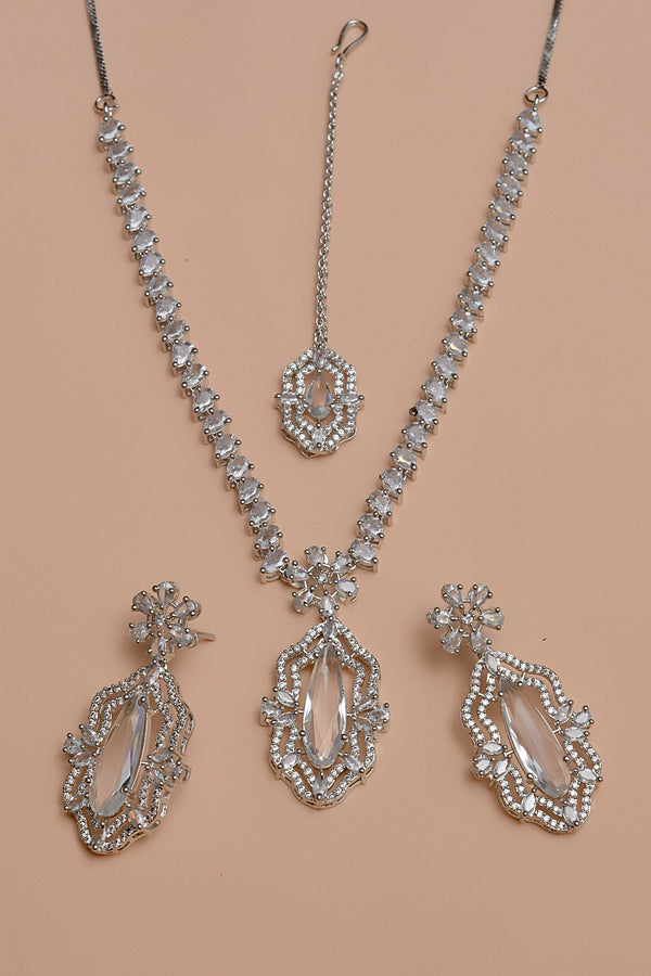 Anzay Jewellery - Party Wear Silver Party Set