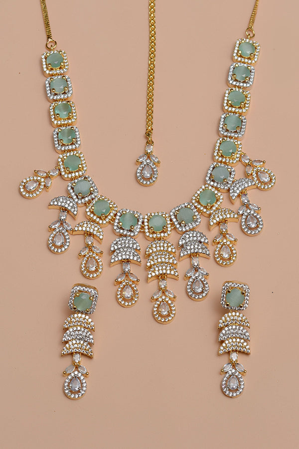 Anzay Jewellery - Party Wear Green Party Set