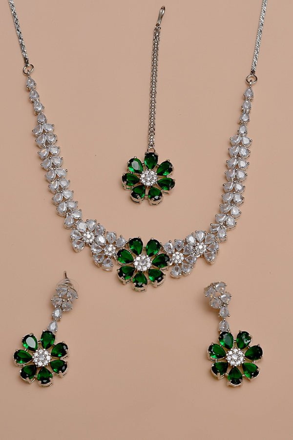 Anzay Jewellery - Party Wear Green Party Set