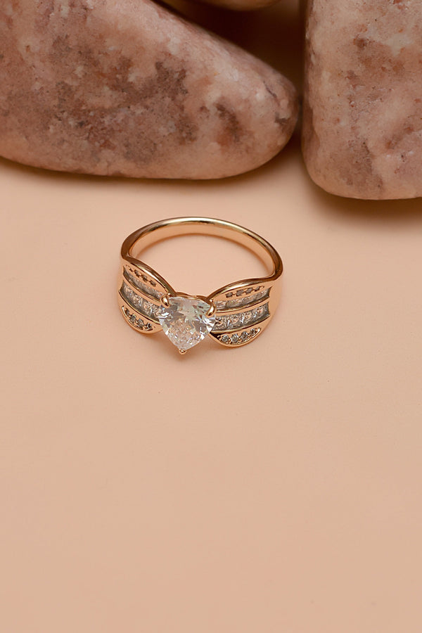 Anzay Jewellery - Size 8 Party Wear Golden Ring