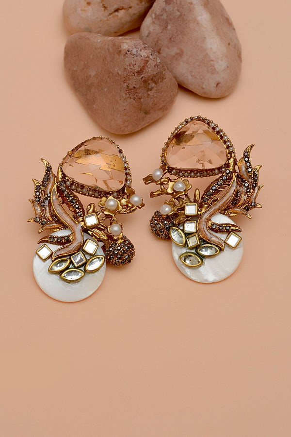 Anzay Jewellery - Party Wear Champagne Earrings