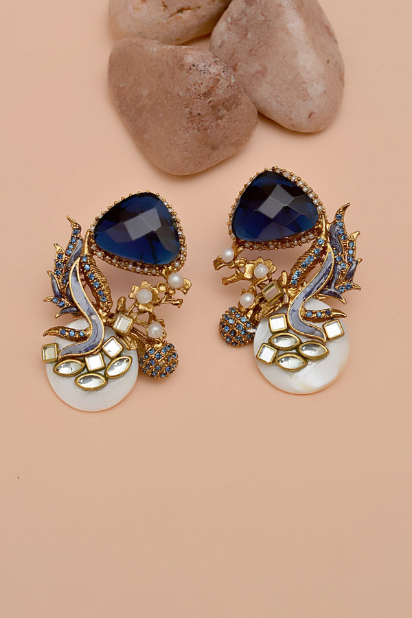 Anzay Jewellery - Party Wear Blue Earrings