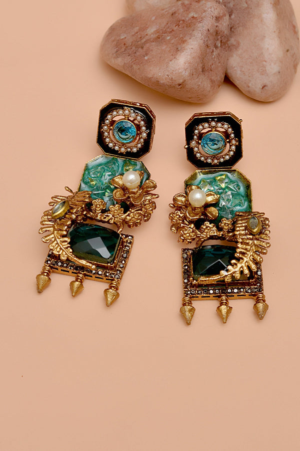 Anzay Jewellery - Party Wear Blue Earrings