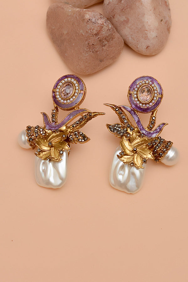 Anzay Jewellery - Party Wear Purple Earrings