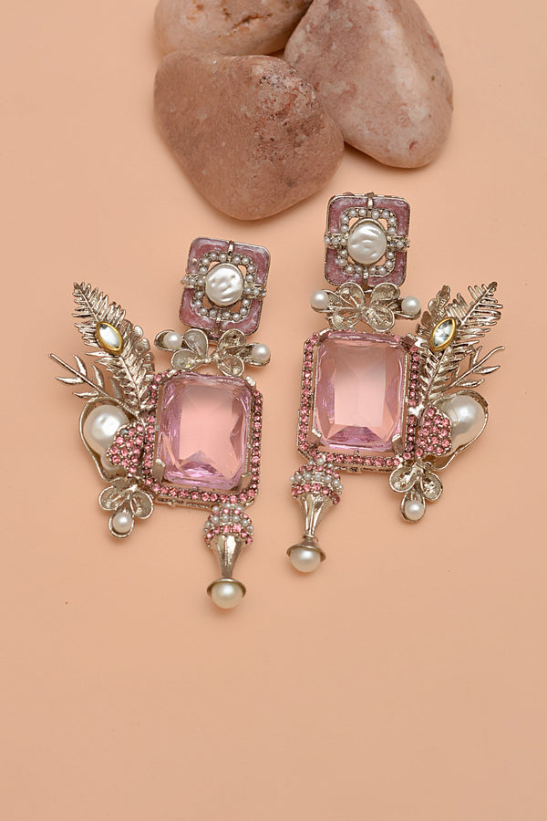 Anzay Jewellery - Party Wear Pink Earrings