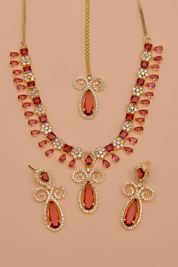Anzay Jewellery - Party Wear Red Party Set