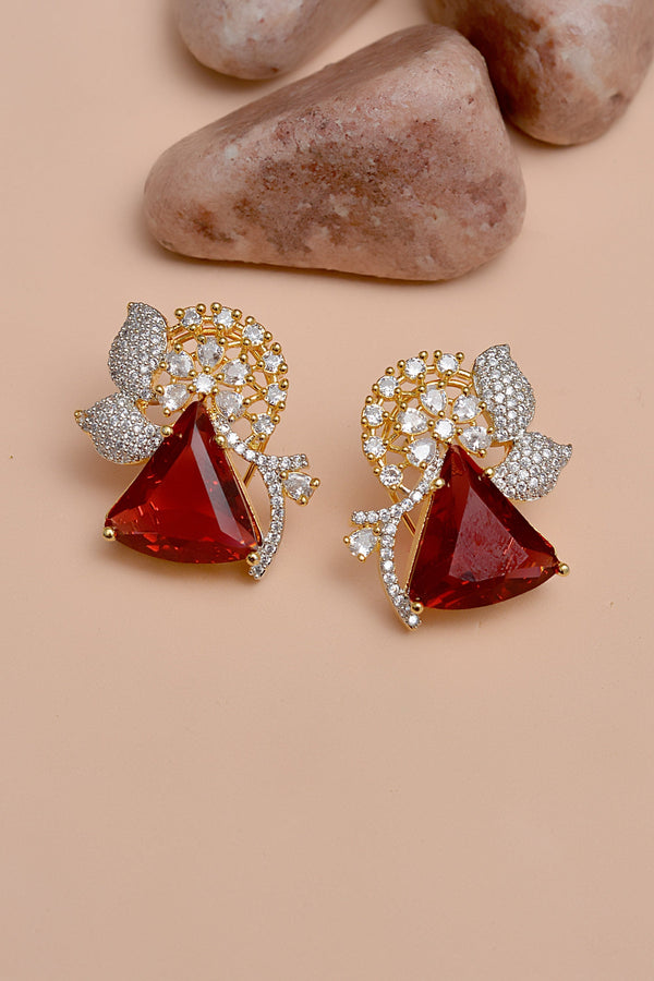 Anzay Jewellery - Party Wear Red Earrings