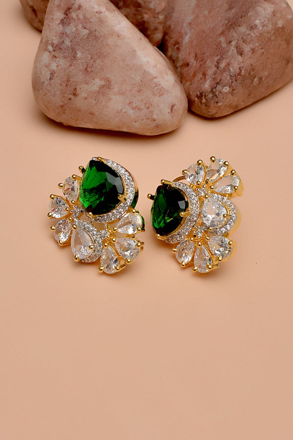 Anzay Jewellery - Party Wear Green Earrings
