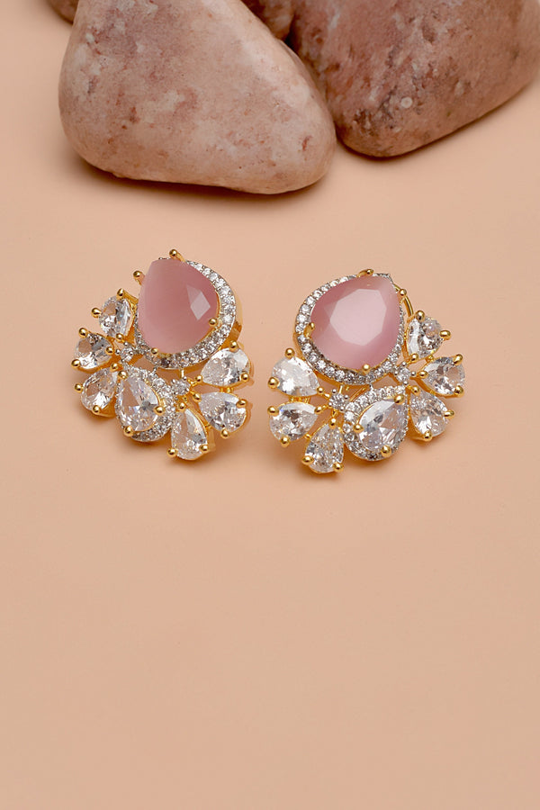 Anzay Jewellery - Party Wear Pink Earrings