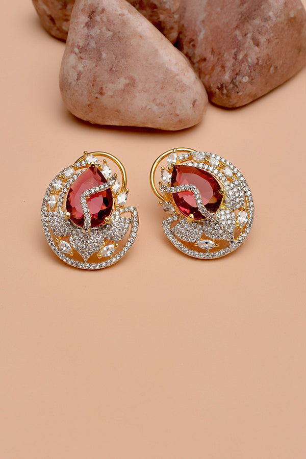 Anzay Jewellery - Party Wear Red Earrings