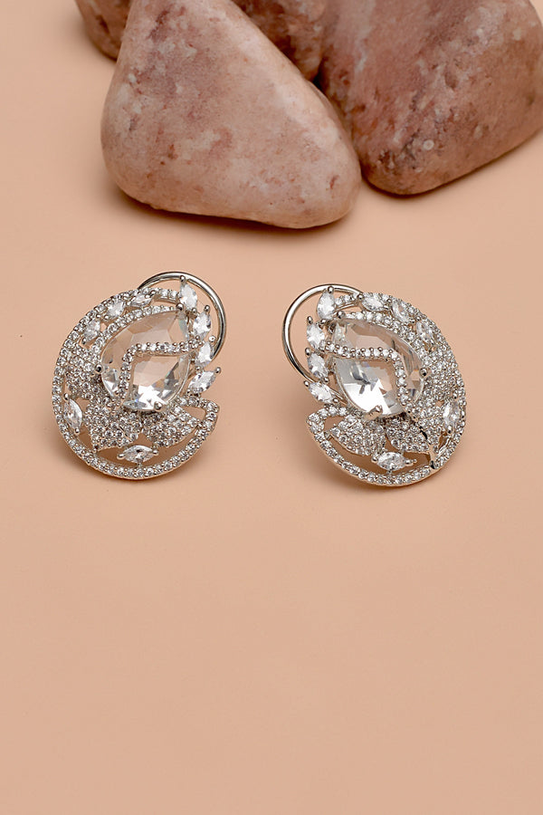 Anzay Jewellery - Party Wear Silver Earrings