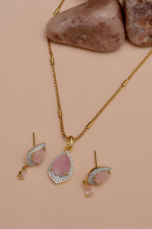 Anzay Jewellery - Party Wear Pink Locket Set