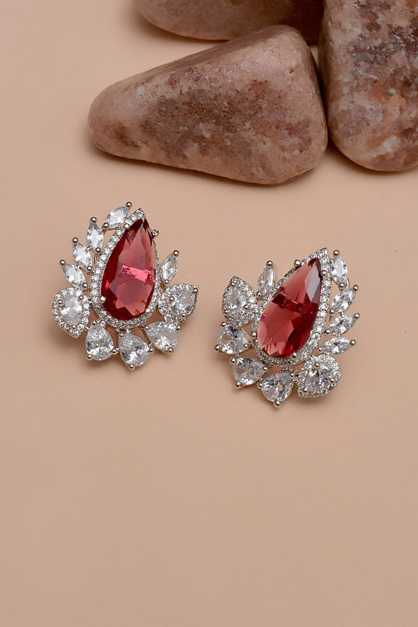 Anzay Jewellery - Party Wear Red Earrings