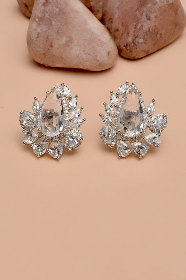 Anzay Jewellery - Party Wear Silver Earrings