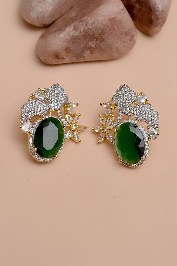 Anzay Jewellery - Party Wear Green Earrings