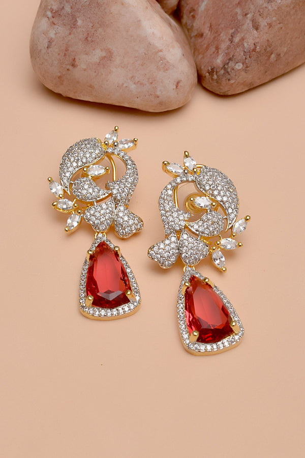 Anzay Jewellery - Party Wear Red Earrings