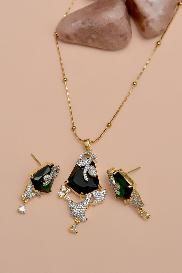 Anzay Jewellery - Party Wear Green Locket Set