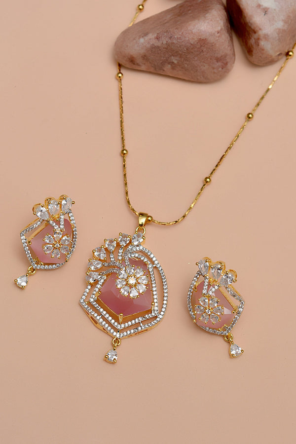 Anzay Jewellery - Party Wear Pink Locket Set