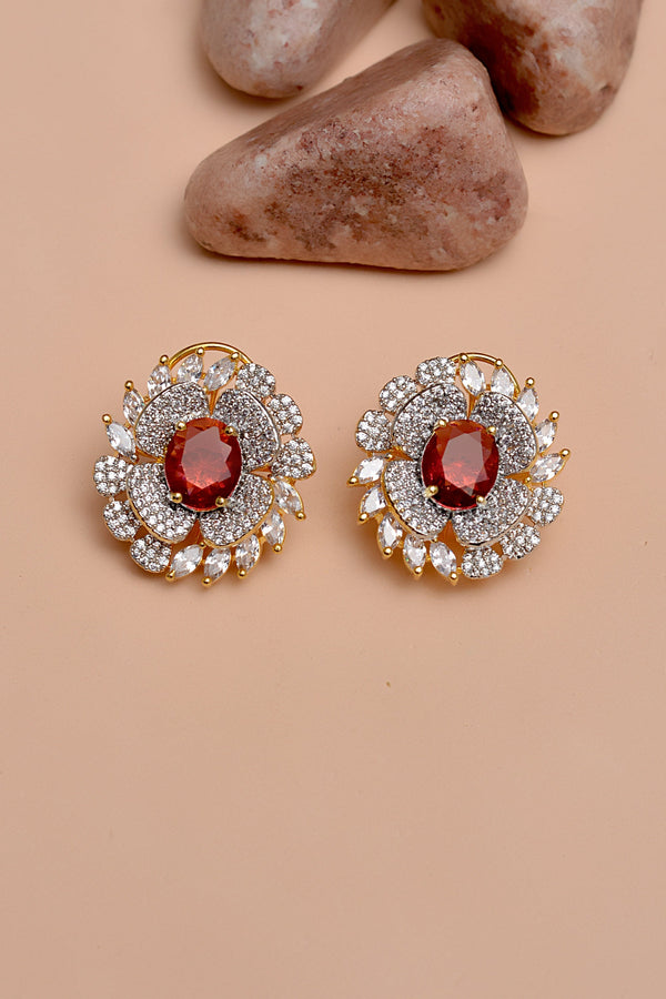 Anzay Jewellery - Party Wear Red Earrings