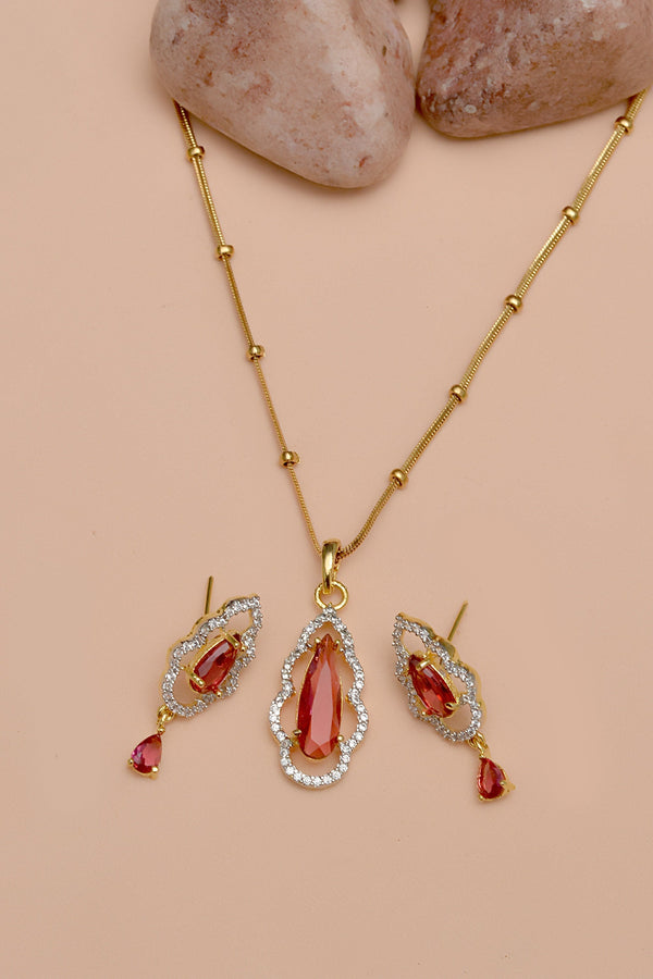 Anzay Jewellery - Party Wear Red Locket Set