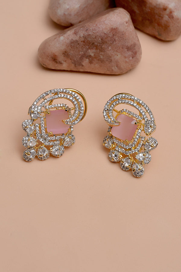 Anzay Jewellery - Party Wear Pink Earrings