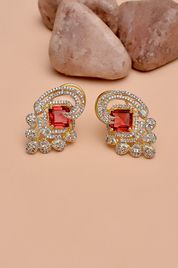 Anzay Jewellery - Party Wear Red Earrings