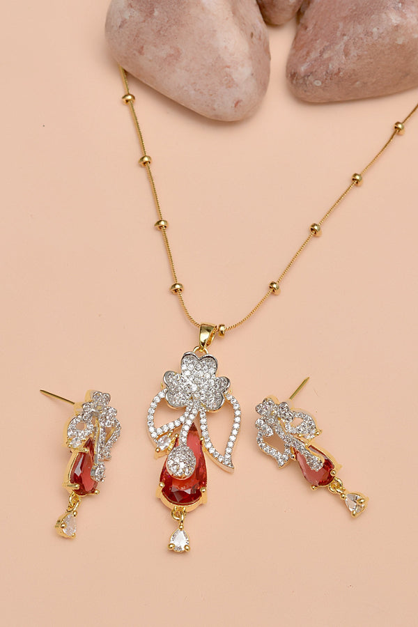 Anzay Jewellery - Party Wear Red Locket Set