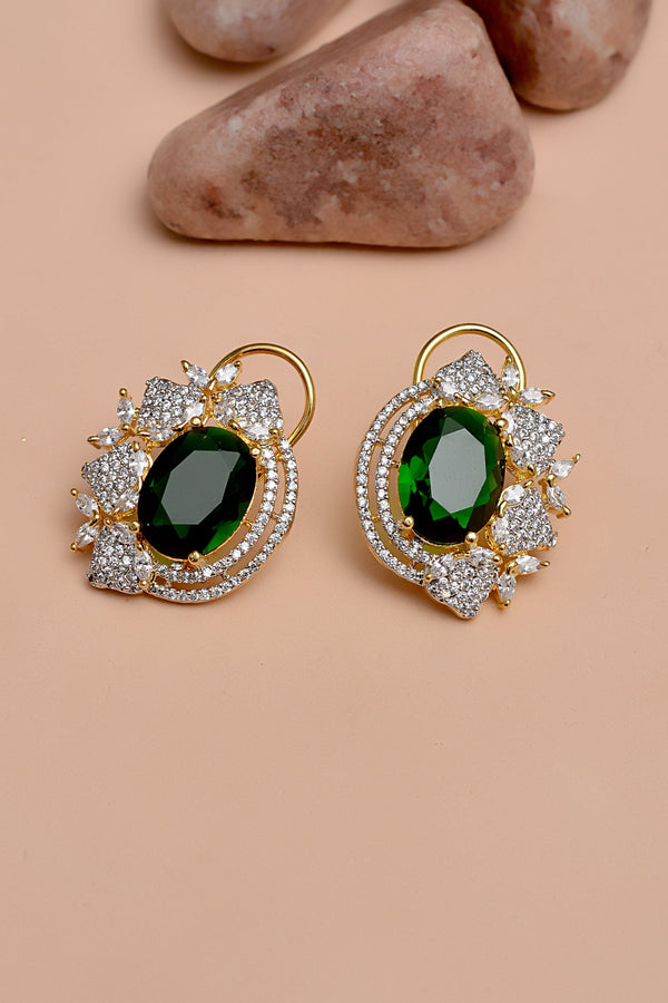 Anzay Jewellery - Party Wear Green Earrings