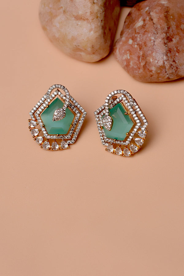 Anzay Jewellery - Party Wear Green Earrings
