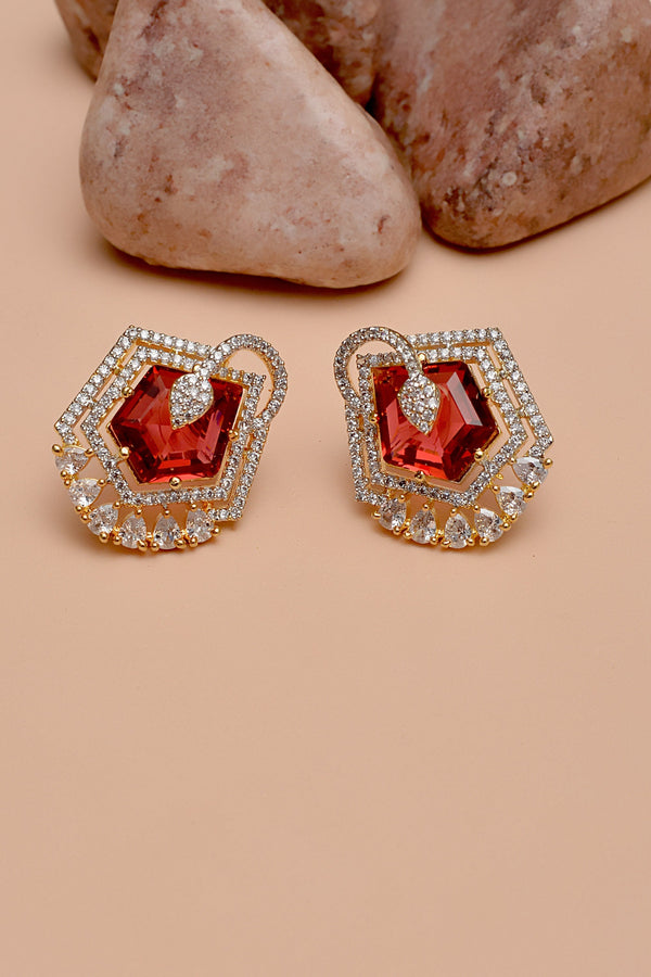 Anzay Jewellery - Party Wear Red Earrings