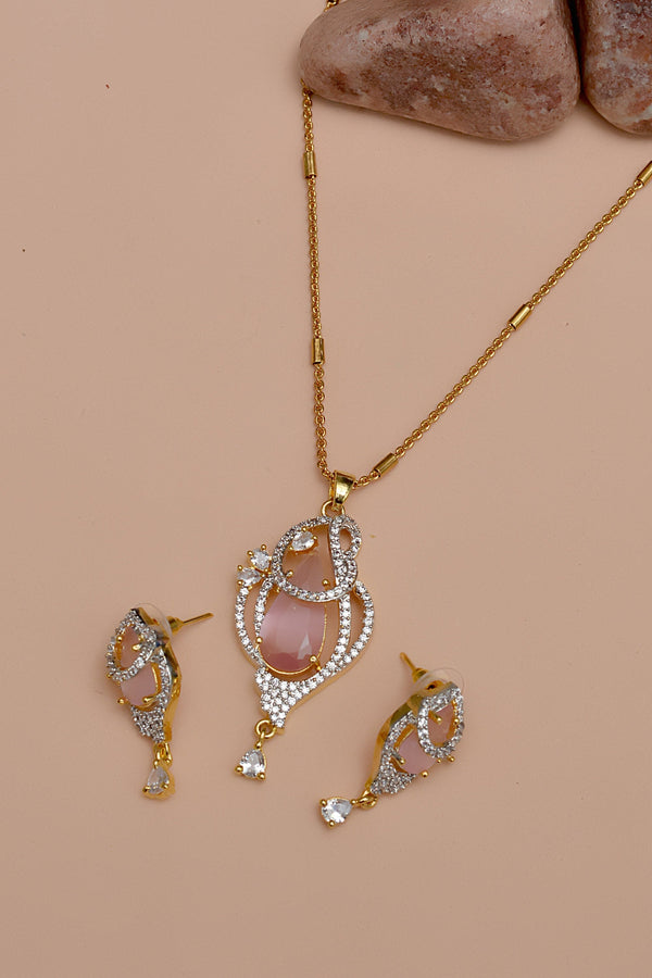 Anzay Jewellery - Party Wear Pink Locket Set