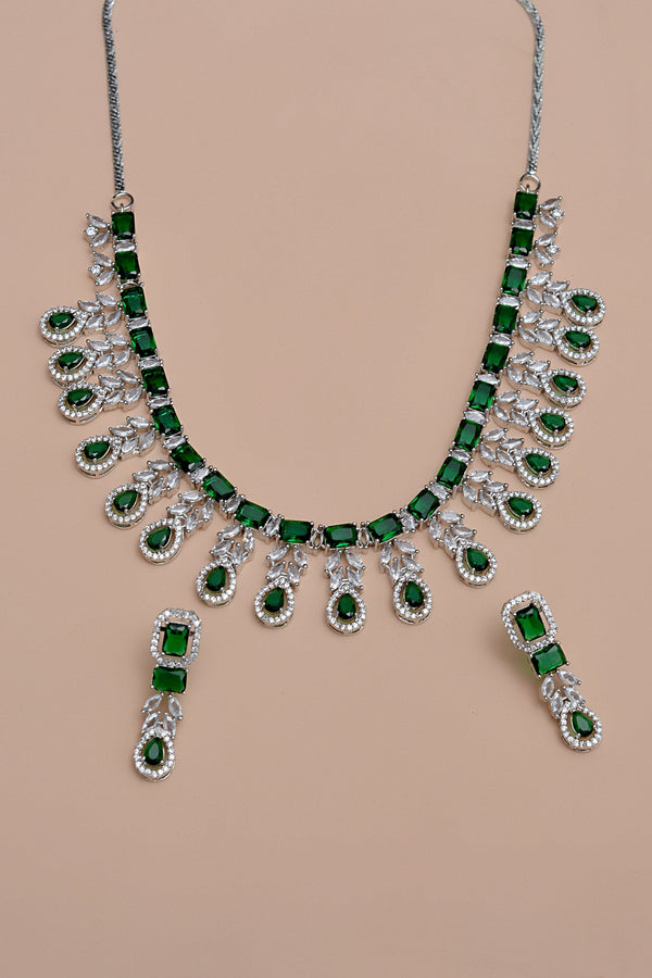 Anzay Jewellery - Party Wear Green Party Set