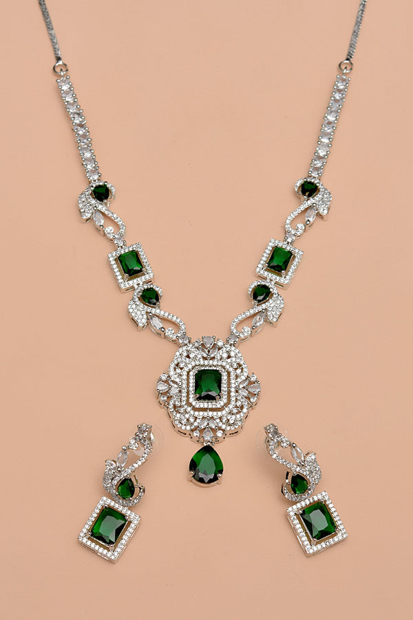 Anzay Jewellery - Party Wear Green Party Set