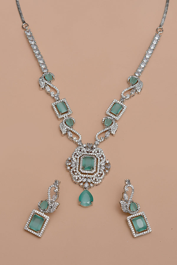 Anzay Jewellery - Party Wear Green Party Set