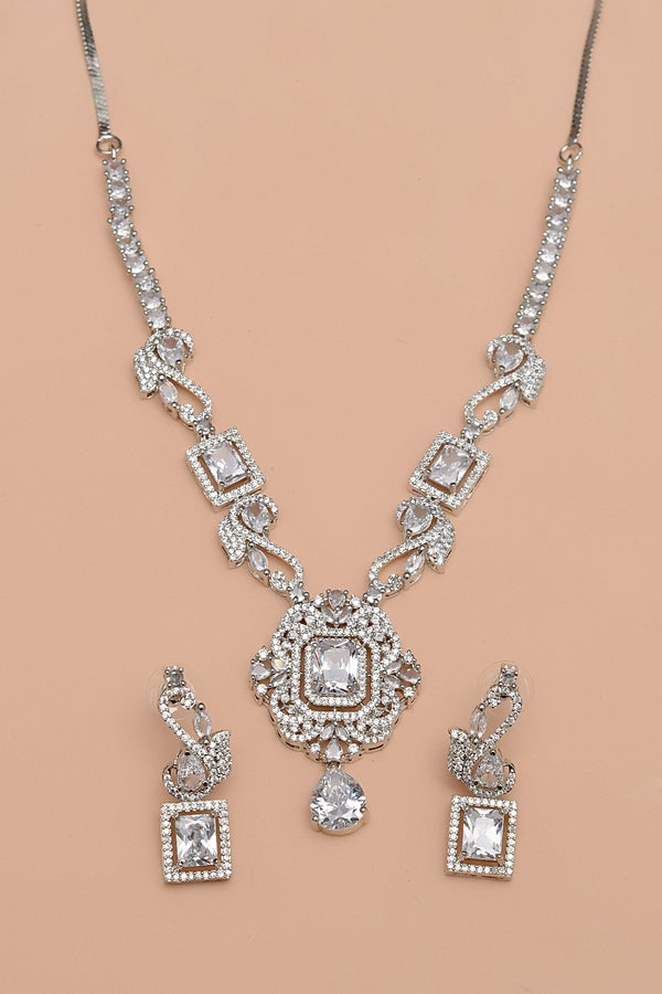 Anzay Jewellery - Party Wear Silver Party Set