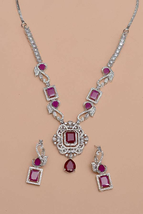 Anzay Jewellery - Party Wear Red Party Set