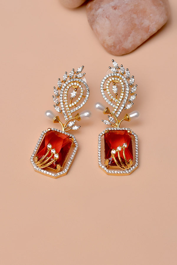 Anzay Jewellery - Party Wear Red Earrings
