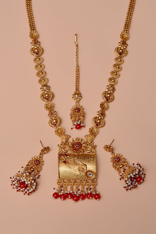 Anzay Jewellery - Party Wear Red Maala Necklace
