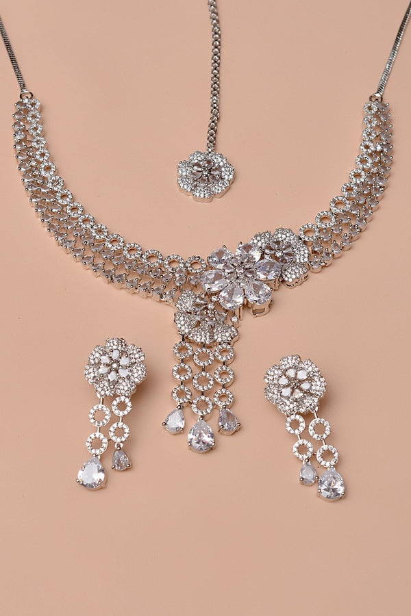 Anzay Jewellery - Party Wear Silver Party Set