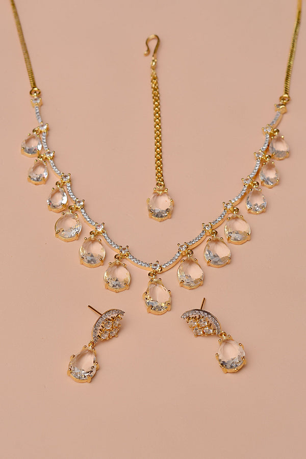 Anzay Jewellery - Party Wear Golden Party Set