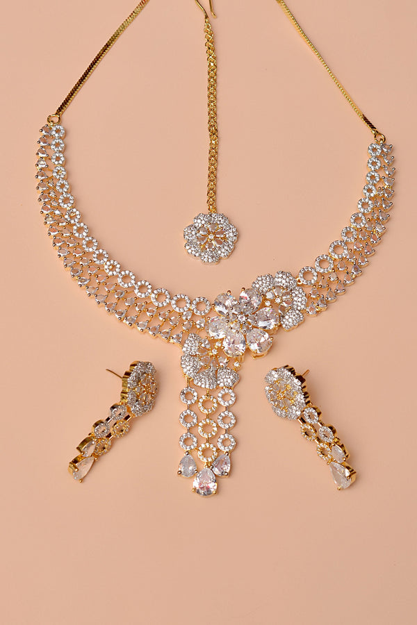 Anzay Jewellery - Party Wear Golden Party Set