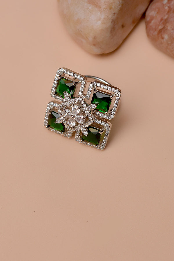 Anzay Jewellery - Size 0 Party Wear Green Ring