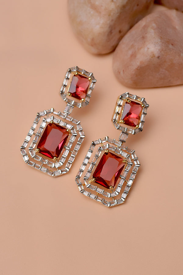Anzay Jewellery - Party Wear Red Earrings